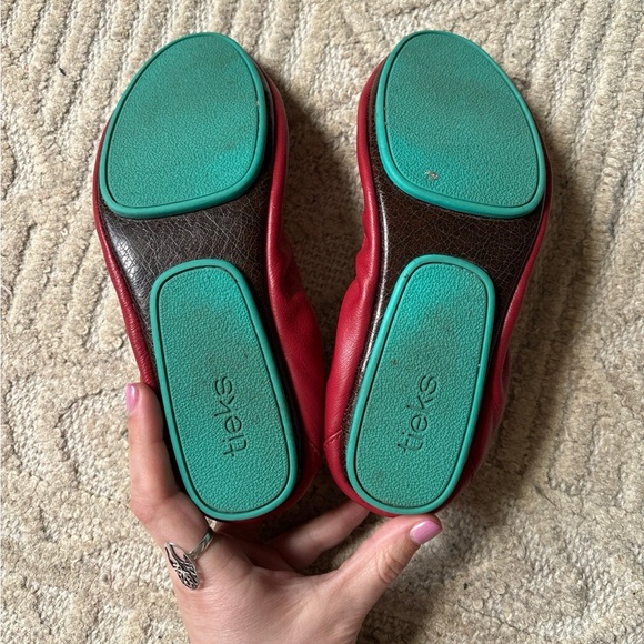 Tieks Red Leather Foldable Flats - Picture 9 of 10